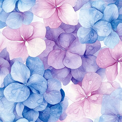 青と紫の紫陽花のクローズアップ