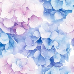 青と紫の紫陽花のクローズアップ