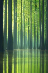 Swamp Forest Misty Reflection