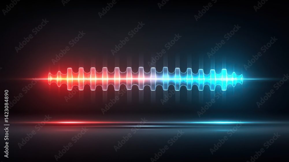 Poster spinal cord abstract sound wave graphic with vibrant colors on dark background.
