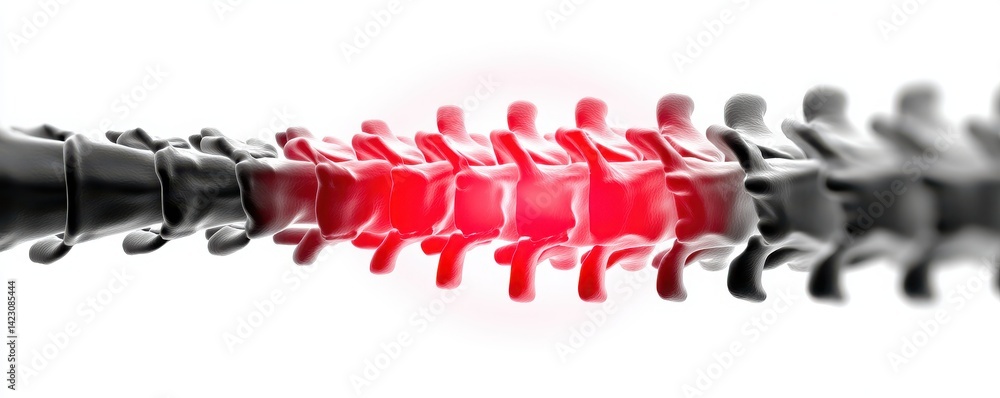 Aufkleber spinal cord abstract representation of a spine with red highlights.
