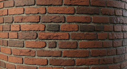 Fototapeta premium Textured Brick Wall with Mortar Close-up - Red and Dark Bricks