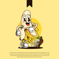 Happy Banana Cartoon Mascot Logo