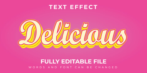 Delicious Text Effect With Pink Background