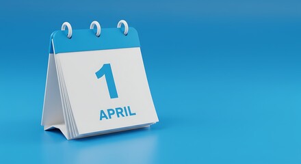 Calendar Showing April 1st on Blue Background for Scheduling