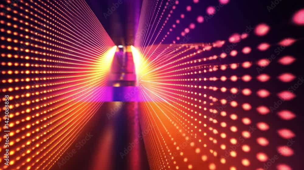 Poster abstract light tunnel with vibrant colors and glowing patterns