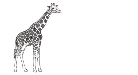 Naklejka premium Elegant grayscale giraffe illustration minimalist wildlife animal drawing