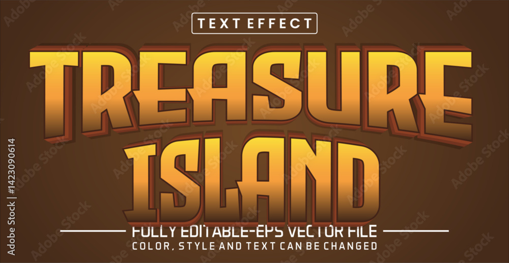 Poster treasure island font text effect editable