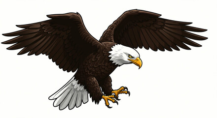 Obraz premium Eagle Flying with Wings Spread Illustration on White Background