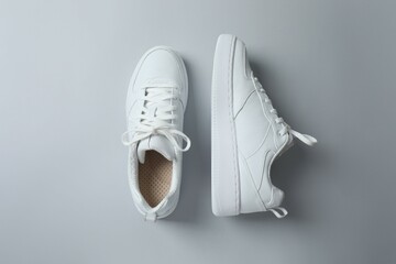 White sneakers on a gray background