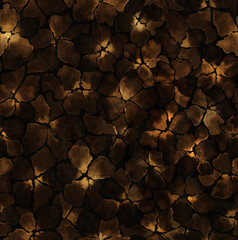 Cracked earth background Brown yellow watercolor seamless pattern abstract shapes on textured paper. Template for design, textile, wallpaper, carpet, ceramic