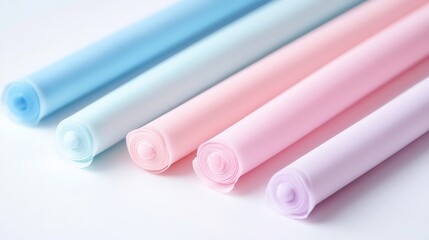 Pastel Printing Rolls on White Background