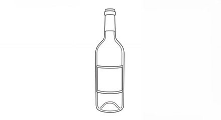 Simple line drawing wine bottle illustration blank label customizable design graphic