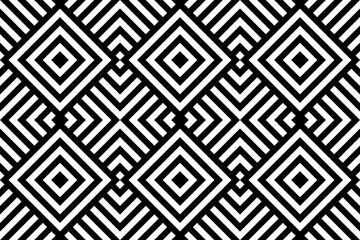 Abstract Seamless Geometric Checked Black and White Pattern. 
