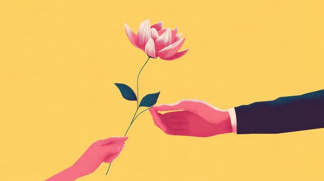 Person holding a beautiful flower in their hand symbolizing thoughtfulness and emotional connection in nature