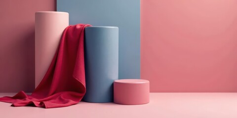 A Draped Fabric on Cylindrical Forms Against a Two-Tone Background