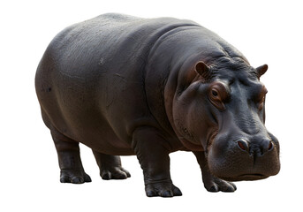 Obraz premium Large Adult Hippopotamus in Profile View transparent background