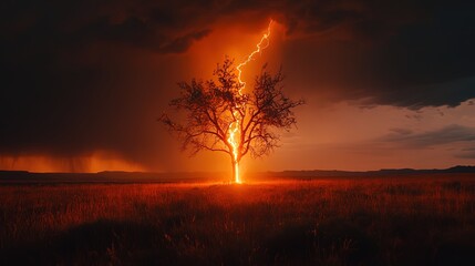Obraz premium Electrical Storm on the Prairie