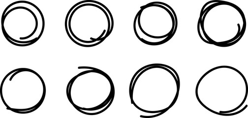 Hand drawn circles line sketch. doodle round circles