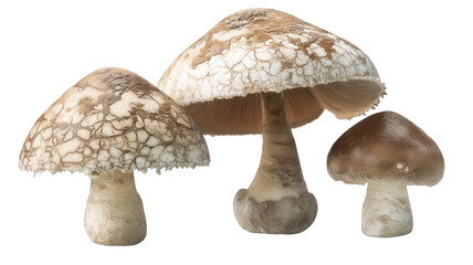 Realistic Fungi with Dry Cracked Cap Transparent Background
