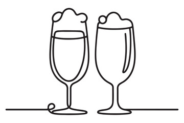 Minimalist Beer Glass Silhouette Line Art for Brewery Promotion