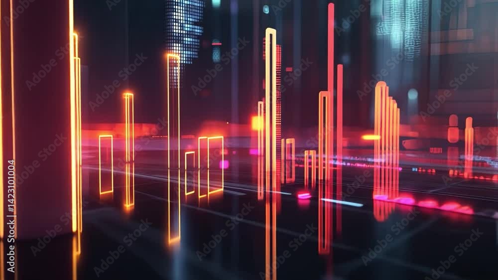 Poster abstract light design featuring colorful waves and bright digital patterns