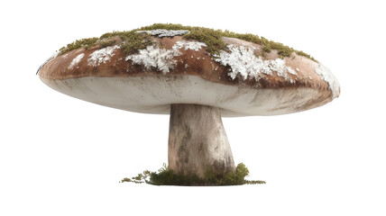 Realistic Mushroom with Lichen-Covered Cap Transparent Background
