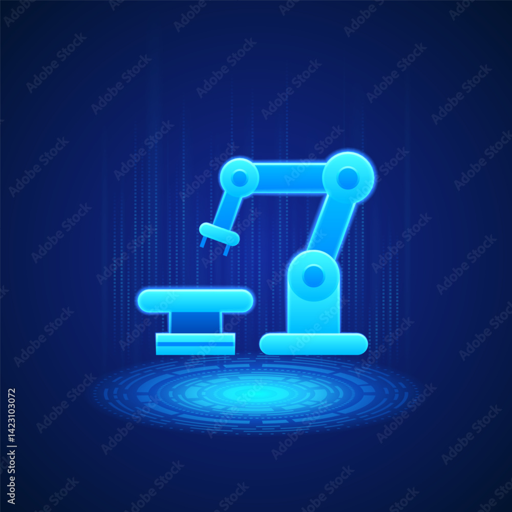 Poster innovative industrial robot icon symbolizing automation, precision and advanced manufacturing proces