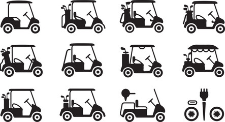 Vintage Vehicle Silhouette Vector Pack with Scooter Car Icons in Black Minimal Style