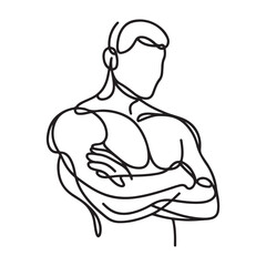 Minimalist Silhouette Illustration Muscular Man with Arms Crossed Design