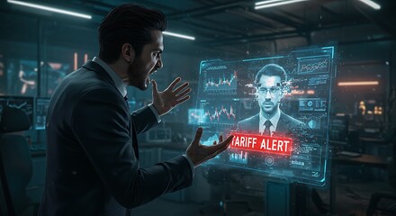 Turbulence in Global Trade: Businessman Reacting to Tariff Announcement