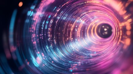 Obraz premium Abstract Light Tunnel with Glowing Pink and Blue Circular Patterns