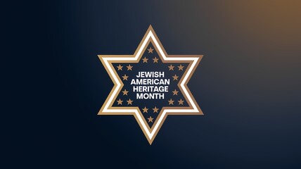 Jewish American Heritage Month Banner Featuring Gold Star Of David On A Dark Blue Background With Decorative Elements