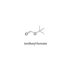 Fototapeta premium tert-Butyl formate skeletal structure. Ester compound schematic illustration. Simple diagram, chemical formula.