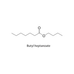 Butyl heptanoate skeletal structure. Ester compound schematic illustration. Simple diagram, chemical formula.