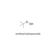 tert-Butyl hydroperoxide skeletal structure. Peroxide compound schematic illustration. Simple diagram, chemical formula.