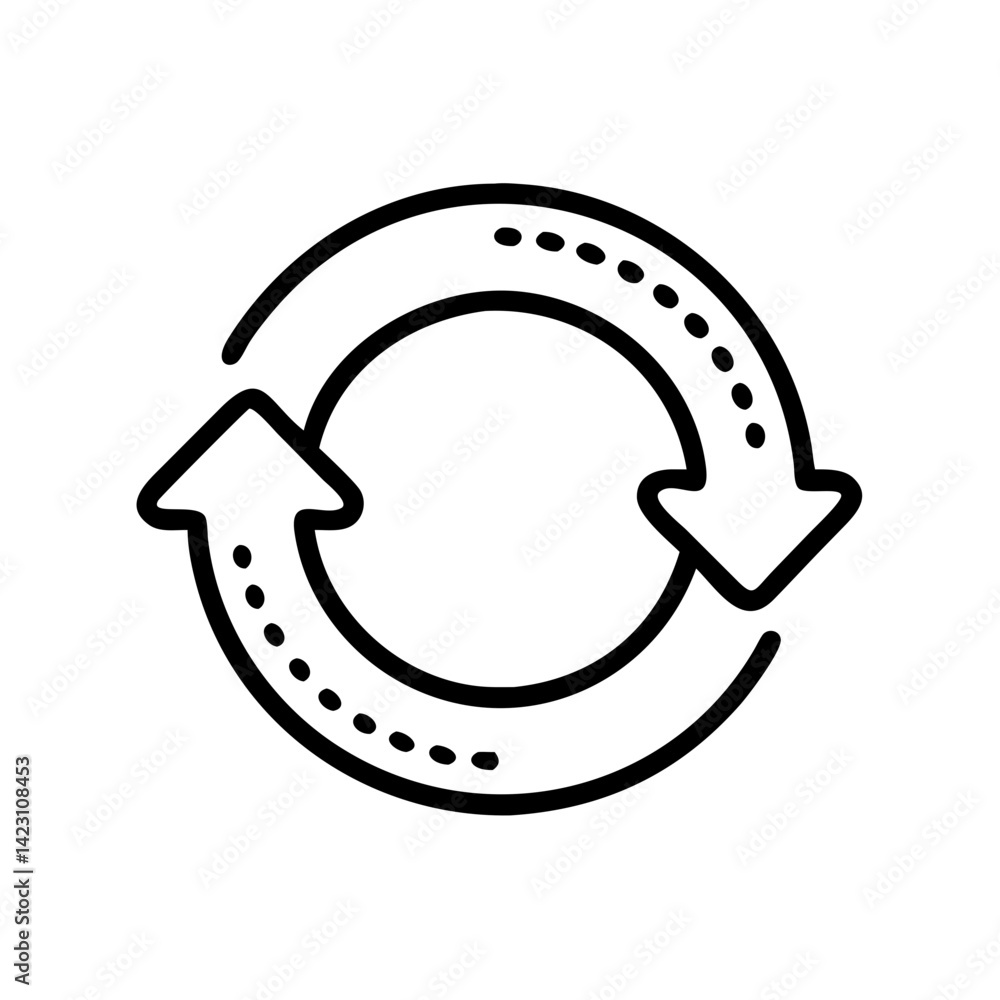 Poster refresh icon symbolizing circular motion in minimalist style