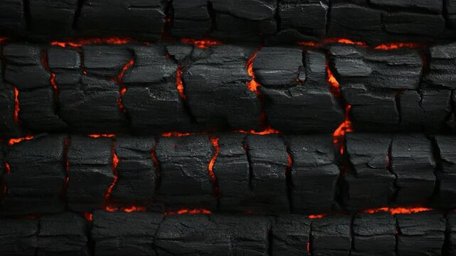Burning wood texture, glowing embers