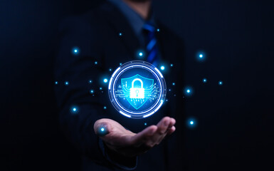 Screen lock key, Cyber ​​security concept, Security and encryption, User privacy, Network security technology, Data connection, Internet, Smartphone login to online bank account, Hacker protect data.