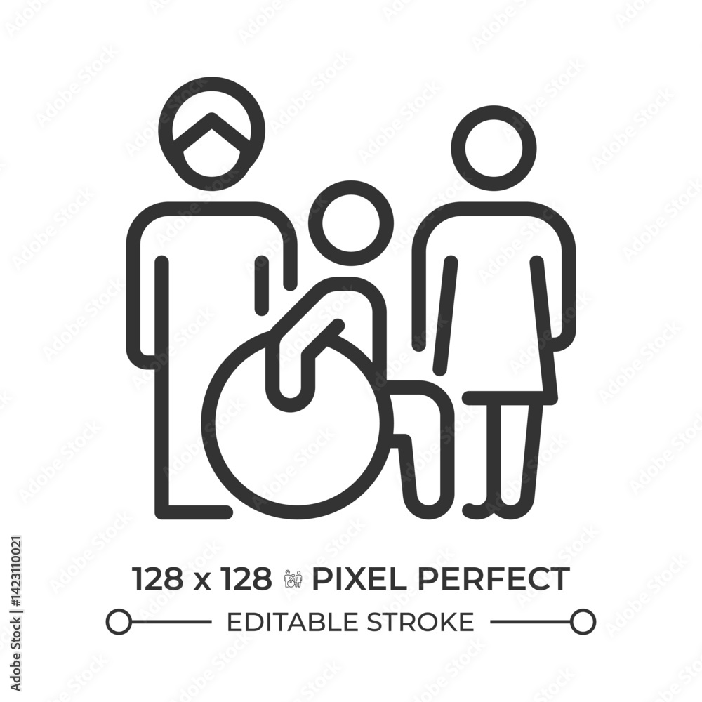 Poster freedom from discrimination pixel perfect line icon. equal rights and responsibilities. diversity in