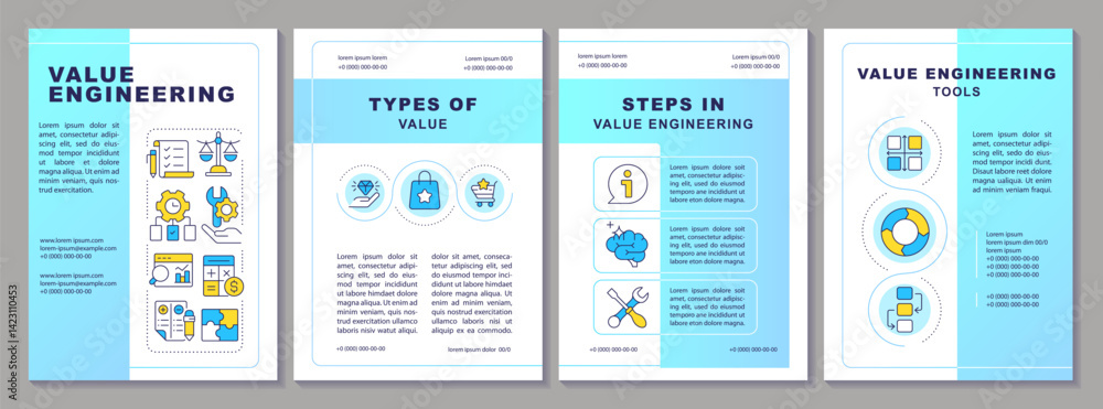Poster value engineering methodology brochure layout. project management, process mapping. leaflet advertis