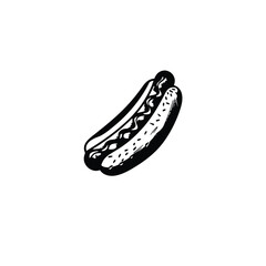 Hot Dog silhouette on white background