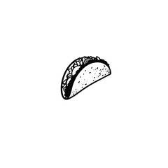Taco mexican food silhouette on white background