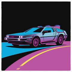 Red and Black Sports Car Vector Illustration.