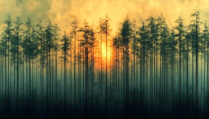 Sunset Forest Fire Haze