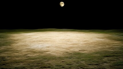 Nocturnal golf course under a full moon