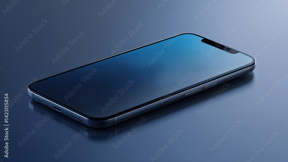 Poster modern smartphone resting on a sleek surface with a gradient backdrop at a stylish workspace during 