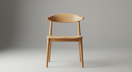 Smooth Natural Finish Solid Wood Chair Against Light Grey Background