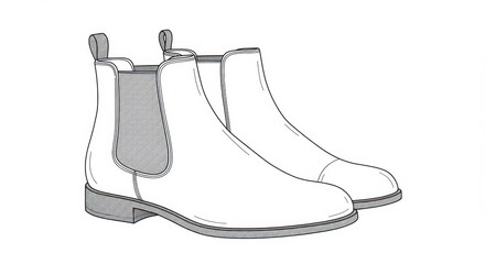 Black and White Chelsea Boots with Elastic Side Panels and Pull Tab
