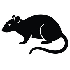 Rat Silhouette Vector Icon On White Background